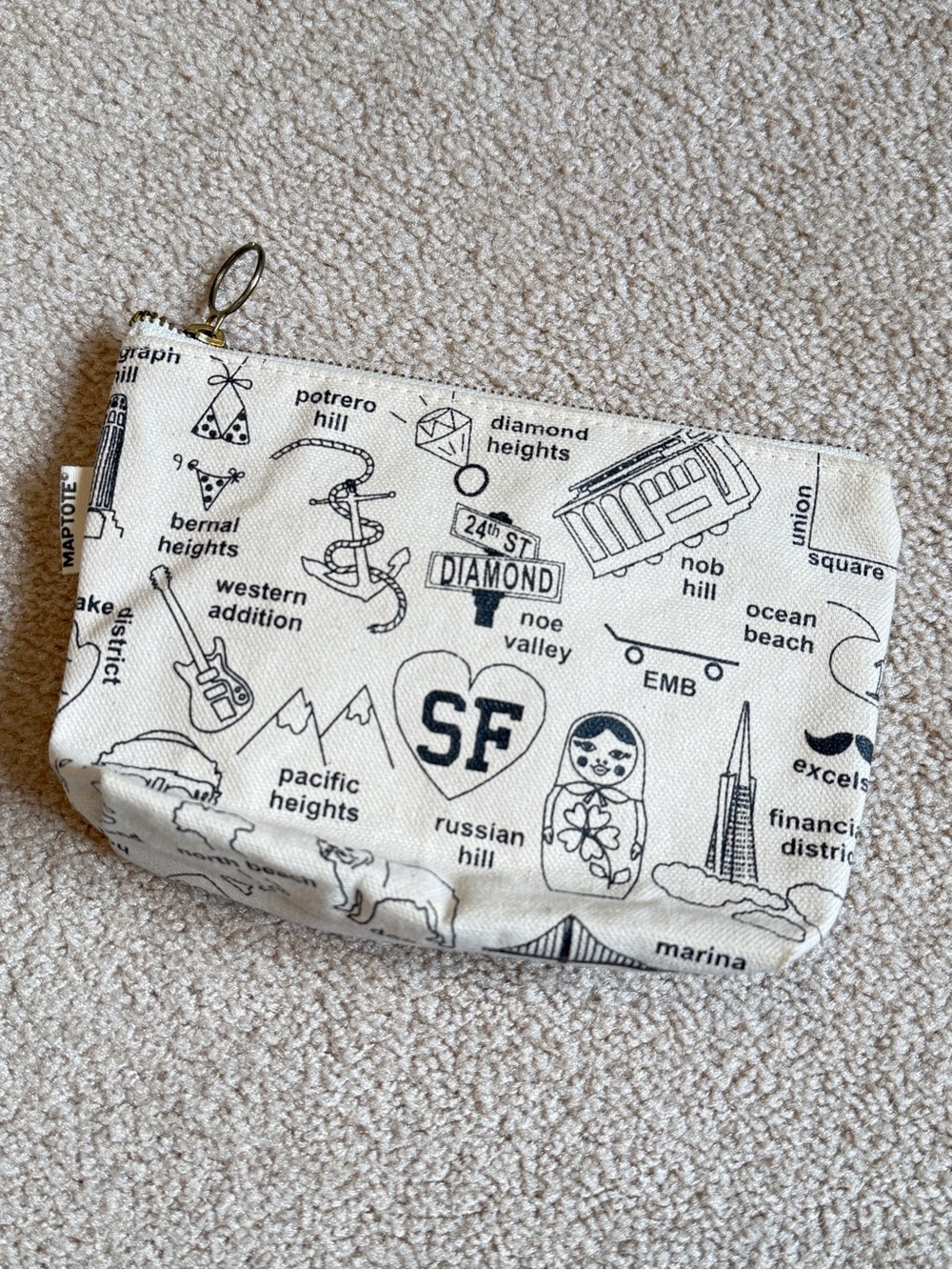 NWOT Maptote San Francisco cotton canvas Zip Pouch